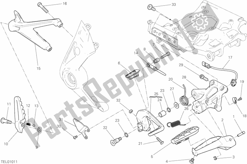 All parts for the Footrests, Right of the Ducati Diavel Xdiavel Sport Pack Brasil 1260 2017